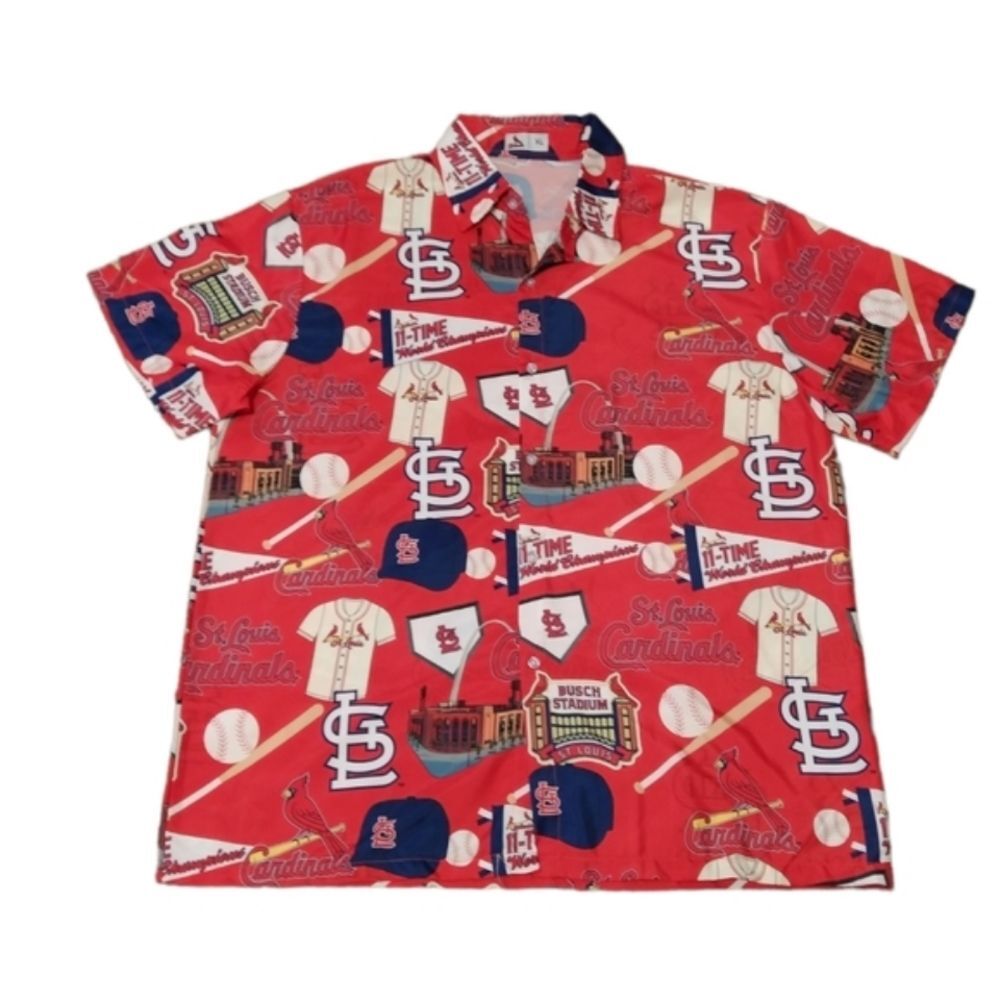 MLB St Louis Cardinals Baseball Busch Stadium Button Down Shirt Size XL